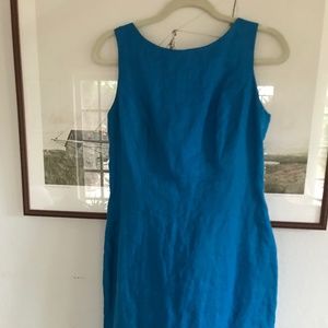 Linen lined dress turquoise blue
